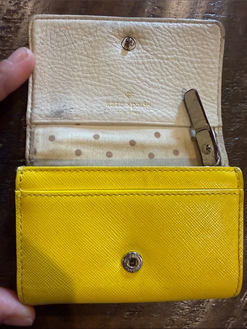 kate spade Yellow Saffiano Leather Compact Card Holder